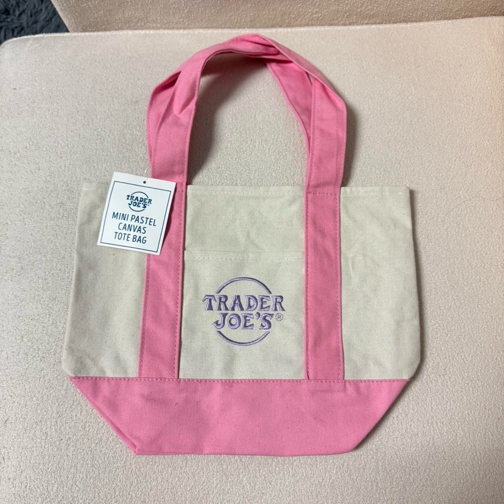 Trader Joes Mini Pastel Canvas Tote Bag